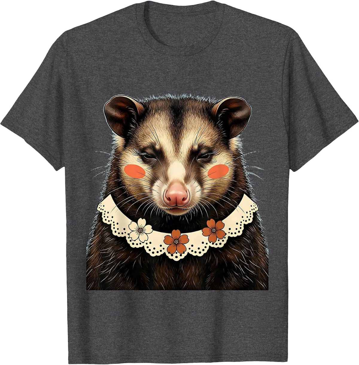 Cute Opossum Retro Halloween Animal Lover Autumn T-Shirt - Dark Heather Grey