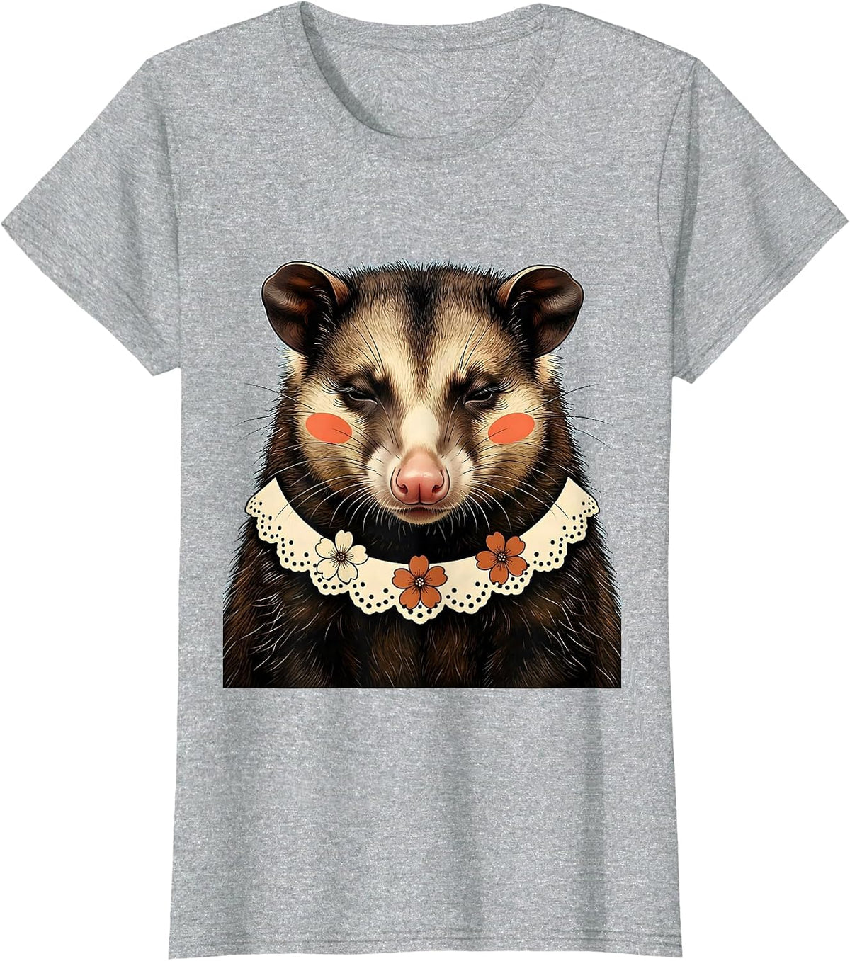 Cute Opossum Retro Halloween Animal Lover Autumn T-Shirt - Heather Grey