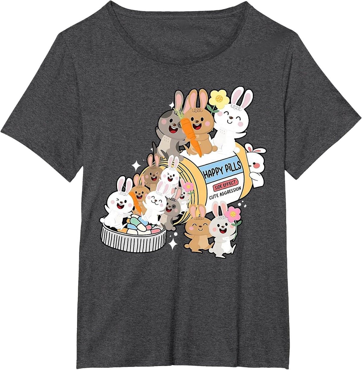 Bunny Pills Medicine Pharmacist Nurse Happy Easter Nursing T-Shirt - Dark Heather Grey