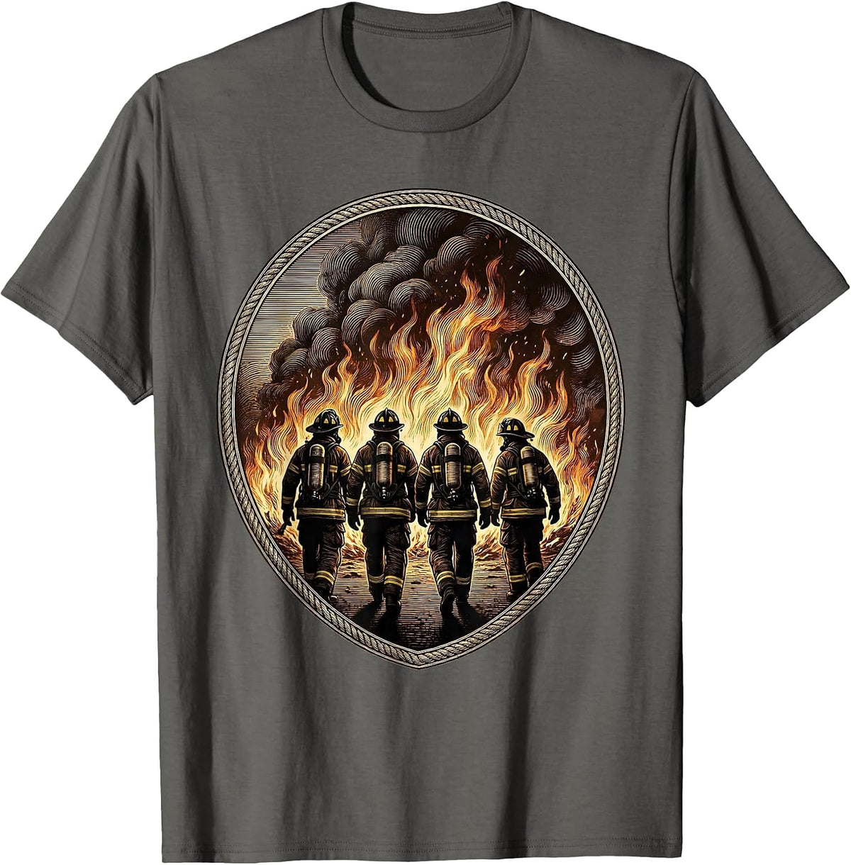 Firefighter Crew Walking Away From Inferno T-Shirt - Asphalt Grey