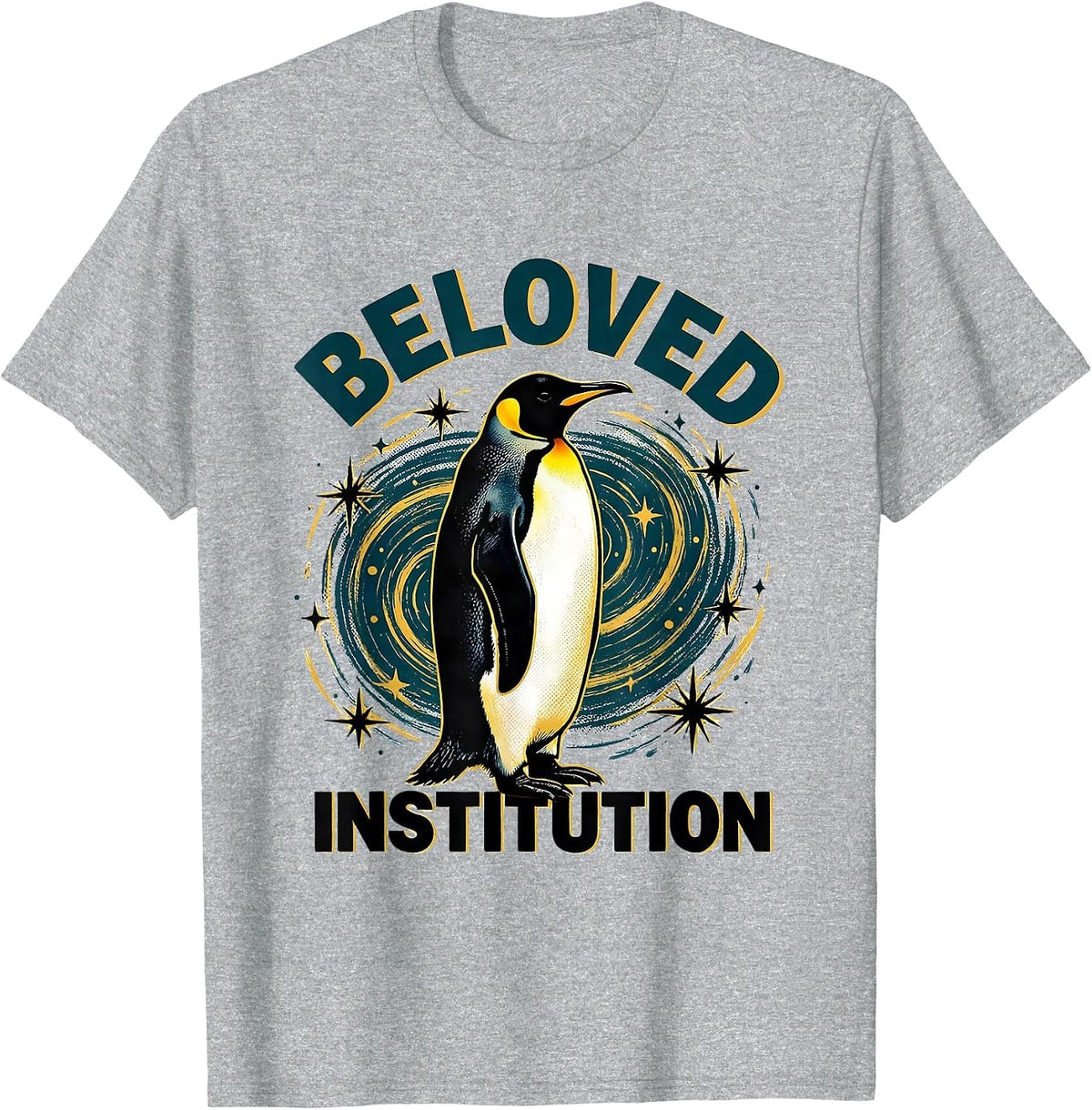 Men's Beloved Institution Penguin Van Gogh Starry Night Animal T-Shirt - Heather Grey