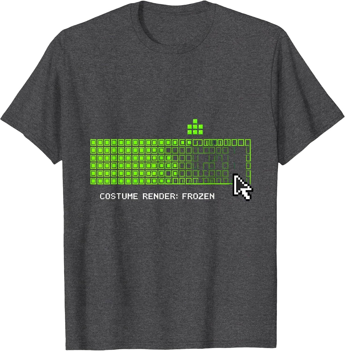 Costume Render Frozen Error 404 Lazy Halloween Geek Humor T-Shirt - Dark Heather Grey