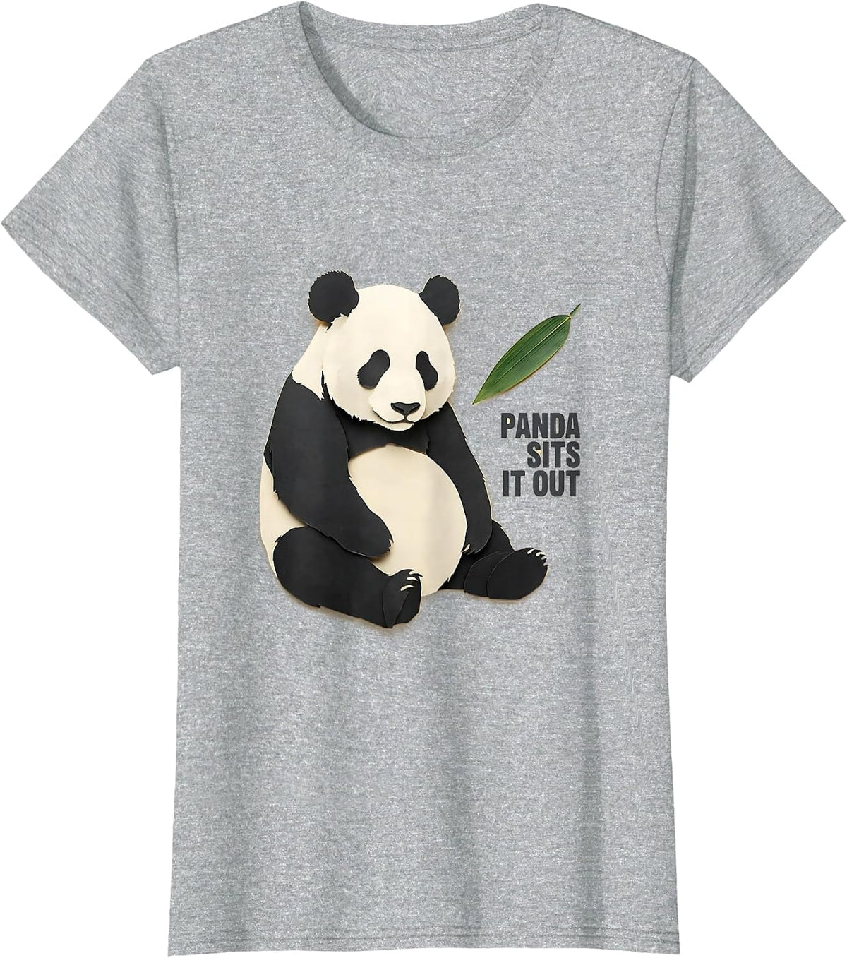 Women's Panda Sits It Out Cute Kawaii Panda Lover Humor T-Shirt - Heather Grey