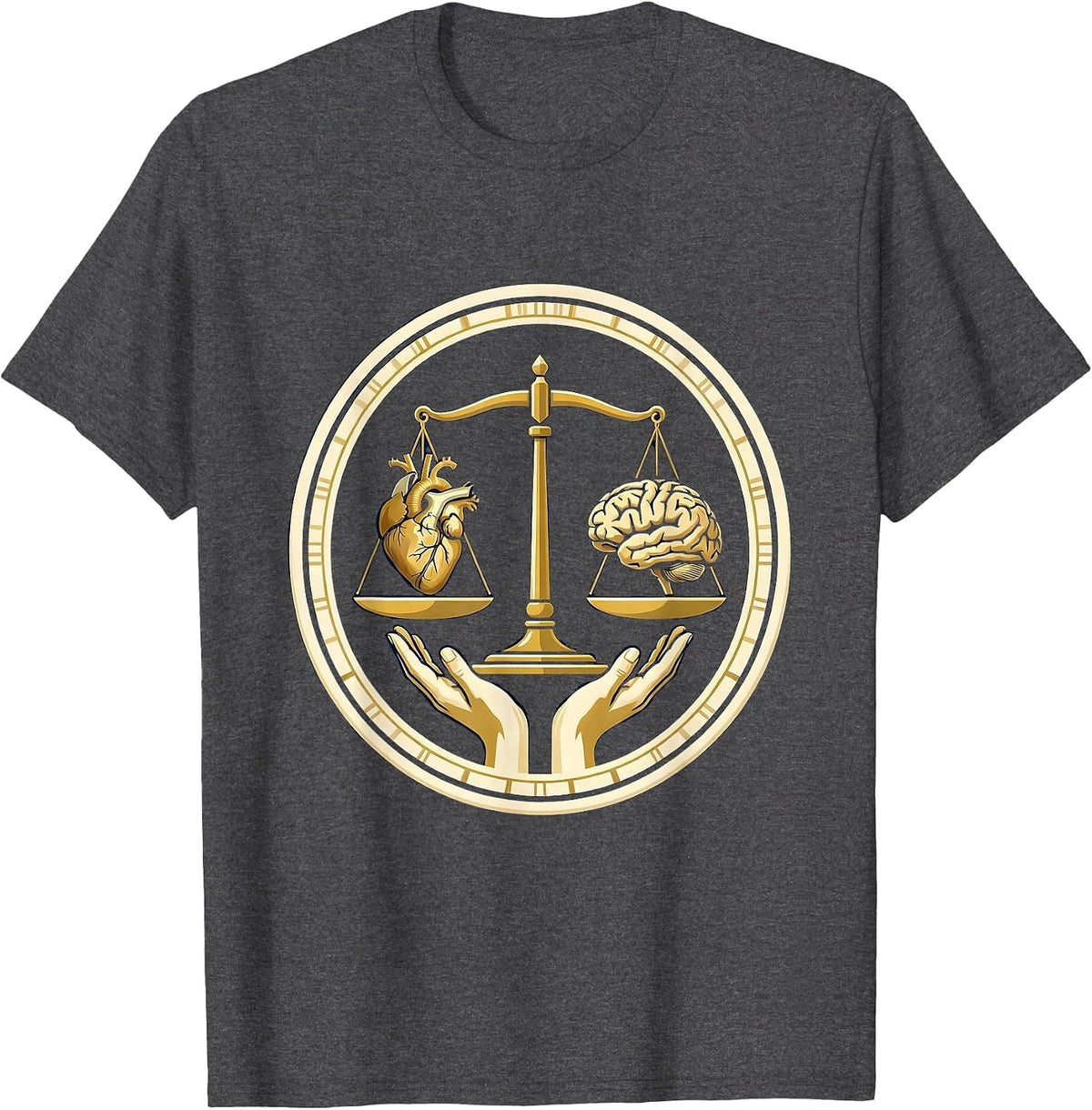 Occupational Therapy Balance Scale Heart Brain T-Shirt - Dark Heather Grey