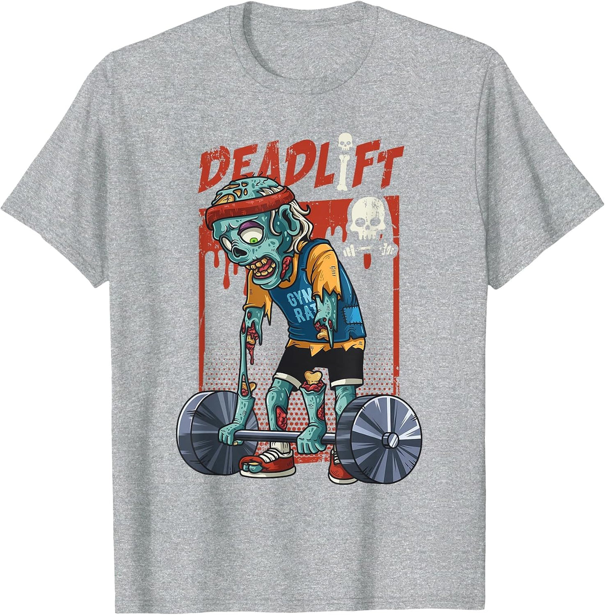 Zombie Deadlift Weight Lifting Halloween Fitness Gym Workout T-Shirt - Heather Grey