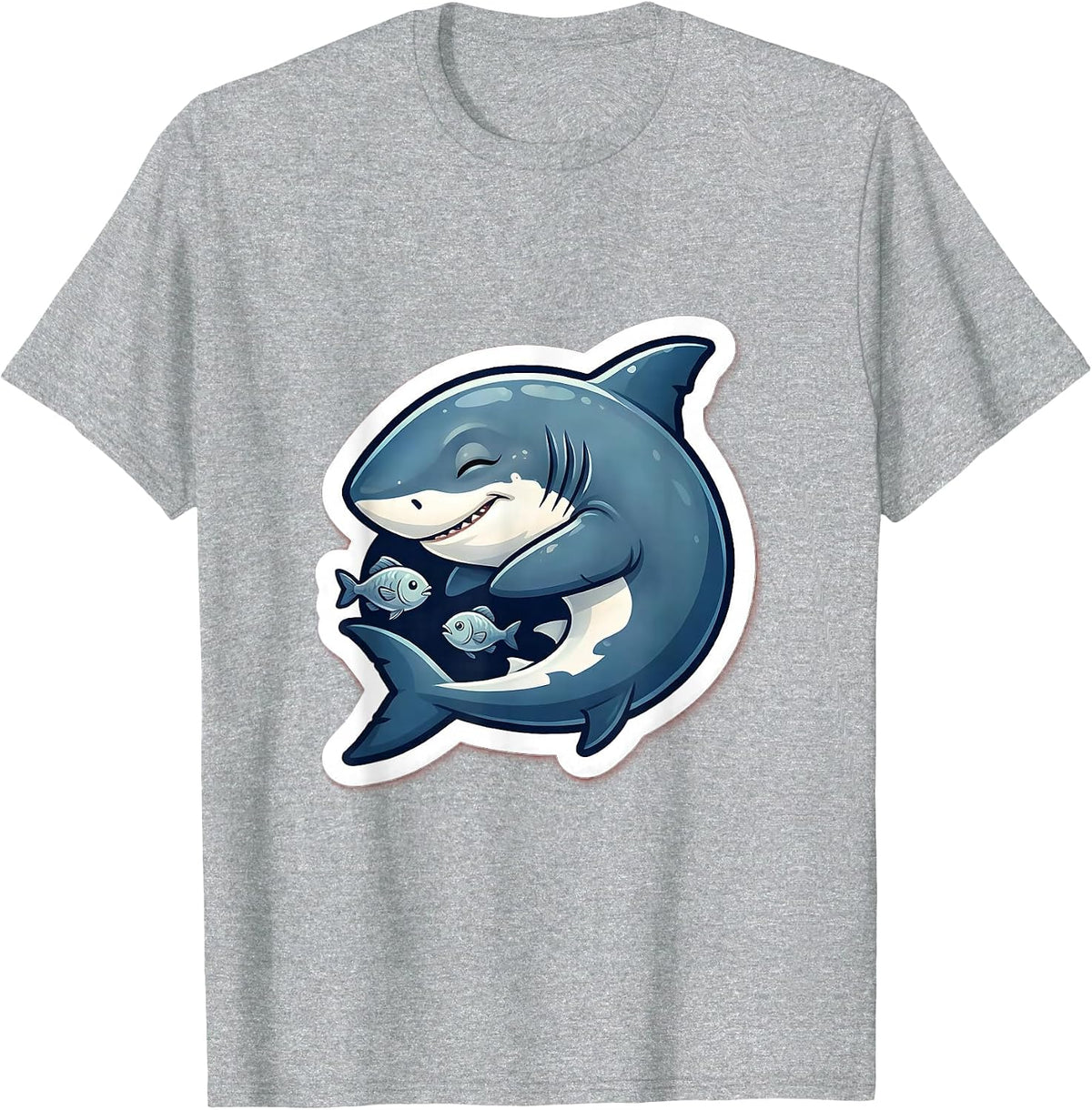 Men's Napping Shark Cute Ocean Humor Graphic T-Shirt - Heather Grey