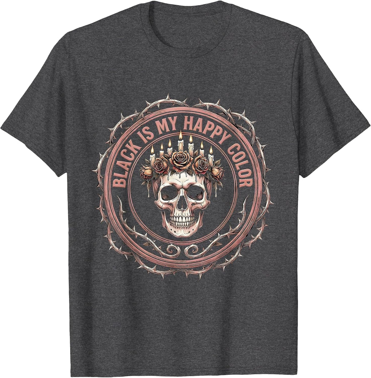 Black Is My Happy Color Goth Design T-Shirt - Dark Heather Grey