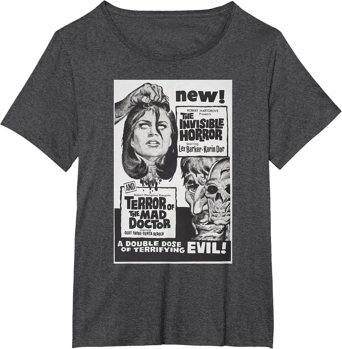 Horror Terror Classic Halloween Monster Poster Horror Movie T-Shirt - Dark Heather Grey