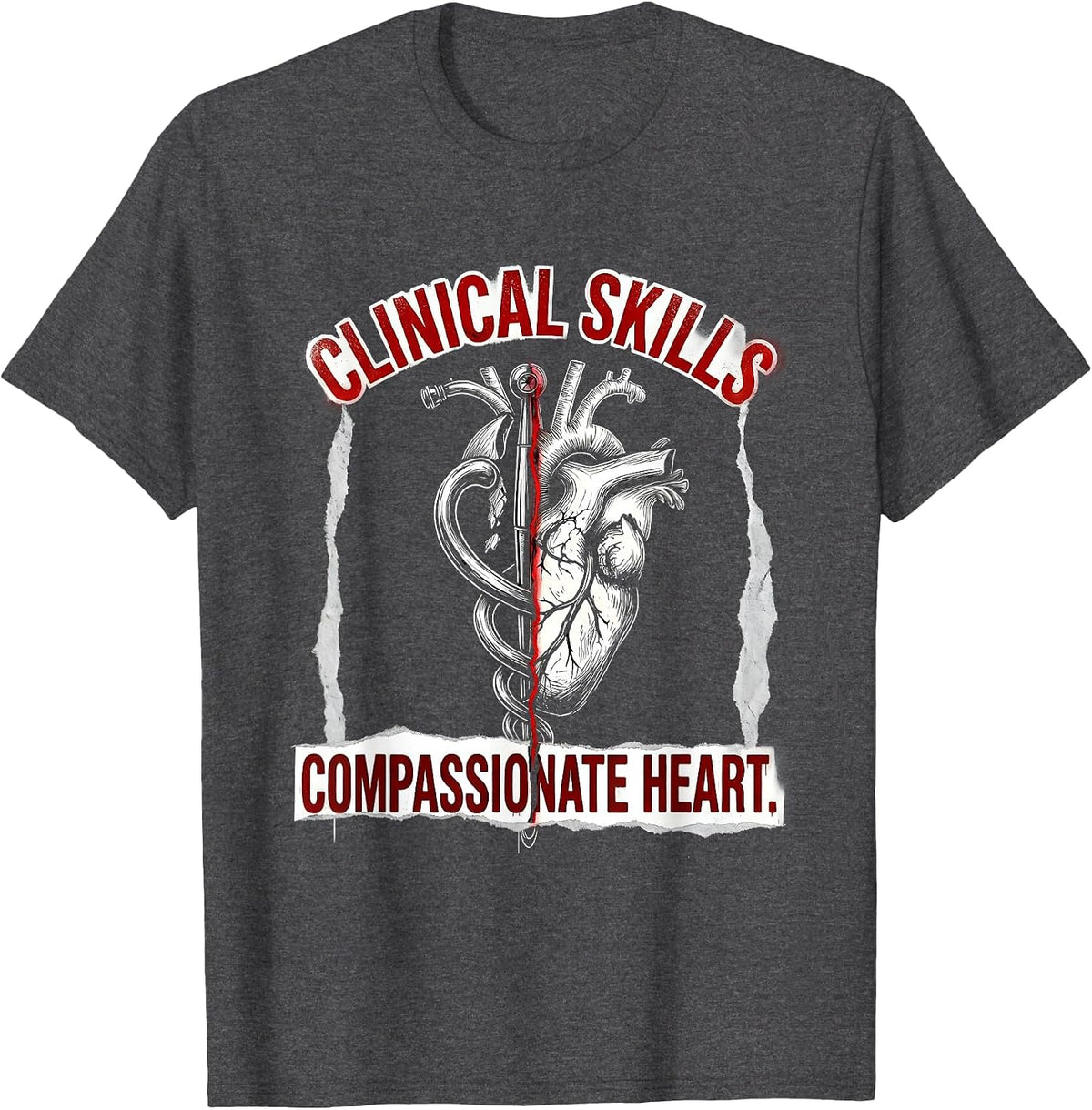 Clinical Skills Compassionate Heart Medical Assistant T-Shirt - Dark Heather Grey