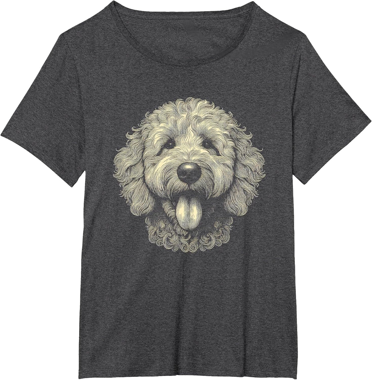 Goldendoodle Dog Face Art Design for Men and Women T-Shirt - Dark Heather Grey