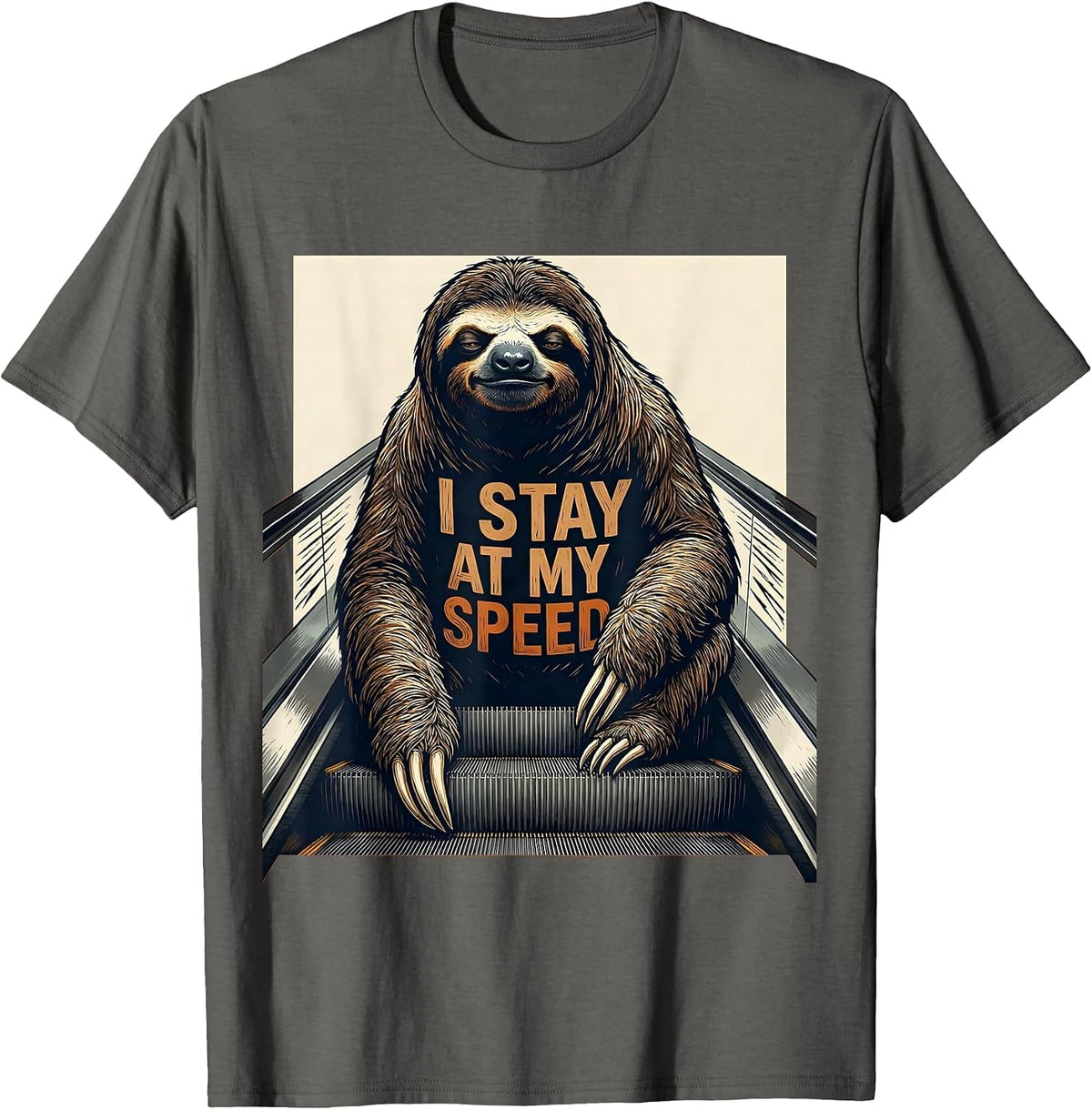 I Stay At My Speed Funny Sloth Lover Gift T-Shirt - Asphalt Grey