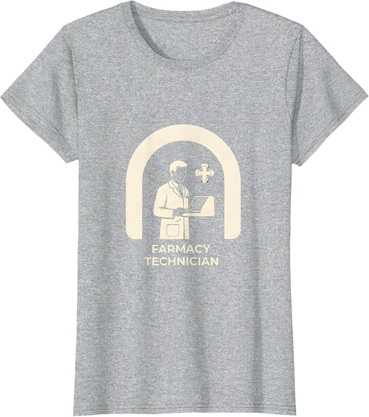 Women's Farmacy Technician Funny Pharmacy Tech Pun Workplace Humor T-Shirt - Heather Grey