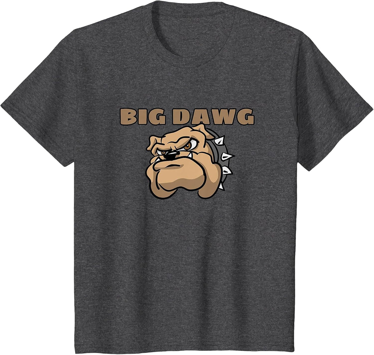 Mens Big DAWG T Shirt, Featuring Cartoon Bulldog T-Shirt - Dark Heather Grey
