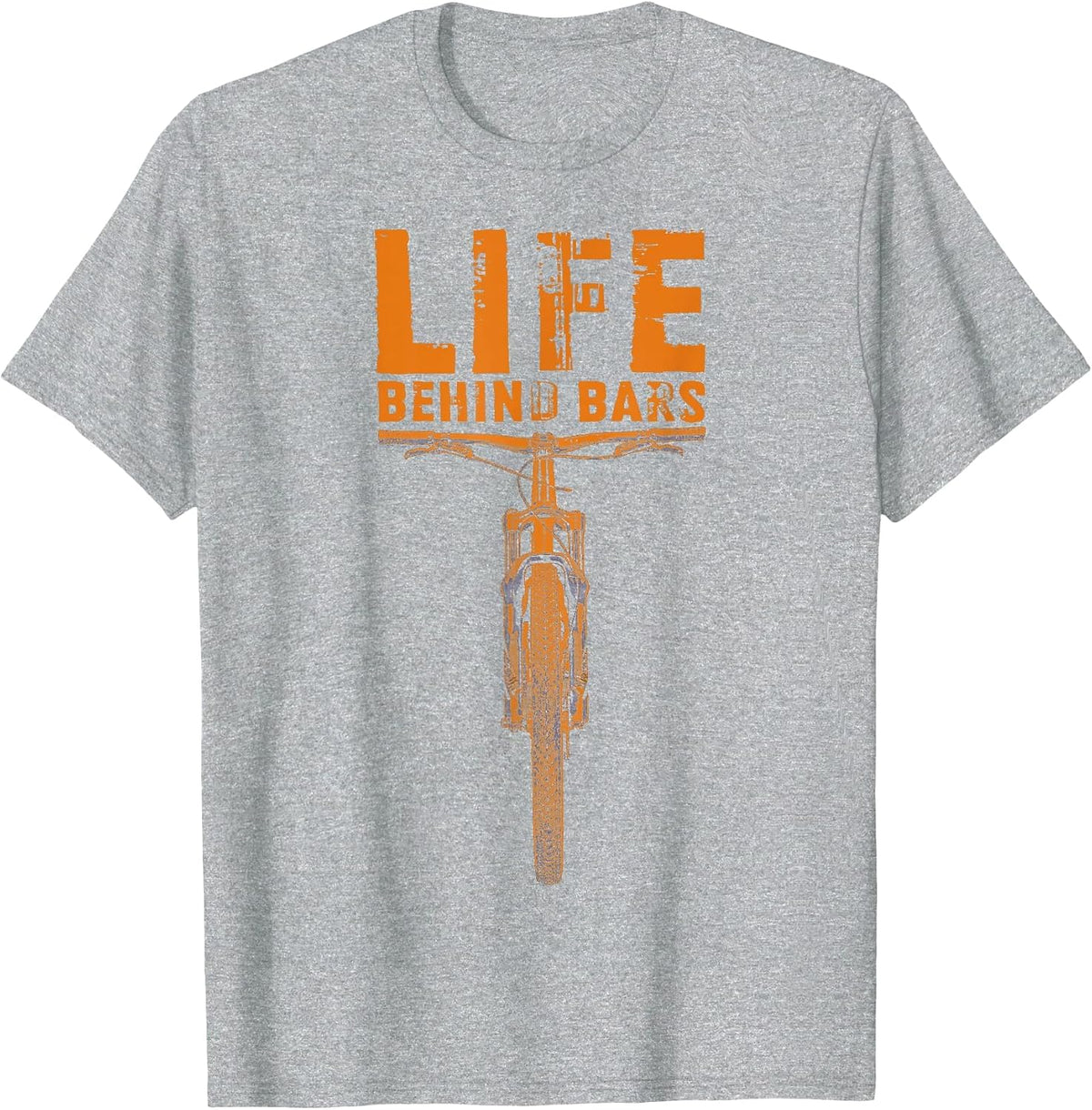 Mountain Bike T-Shirt: Life Behind Bars Funny Biking T-Shirt - Heather Grey