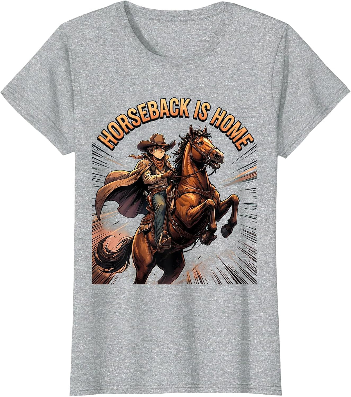 Horseback Is Home Cowboy Riding Design T-Shirt - Heather Grey