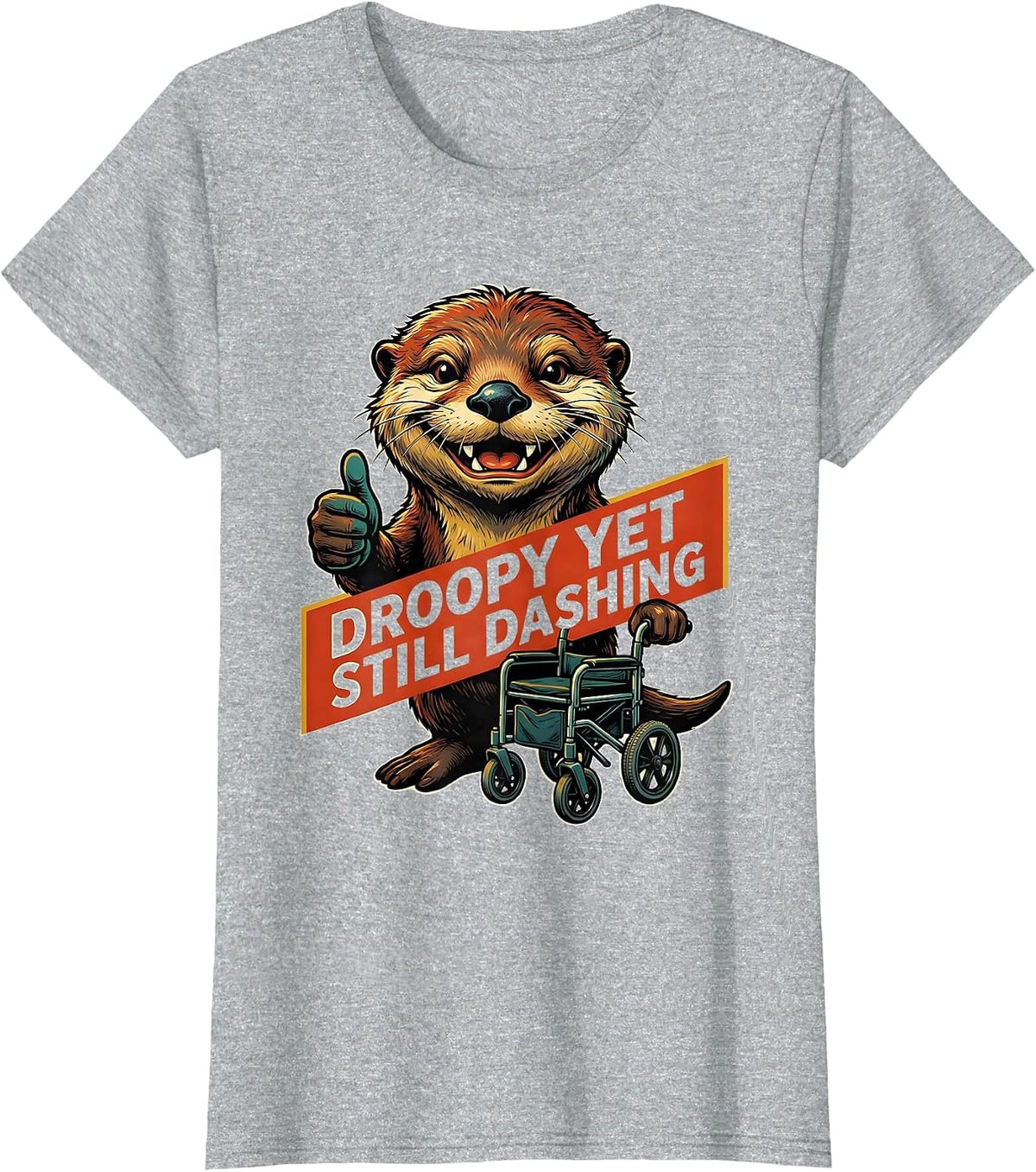 Droopy Yet Still Dashing Funny Retro Advertising Mascot T-Shirt - Heather Grey