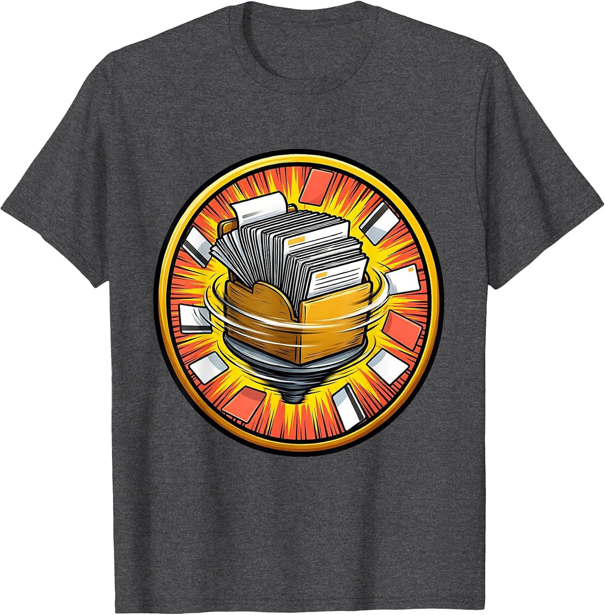 Front Office Squad Rolodex Flying Business Cards T-Shirt - Dark Heather Grey