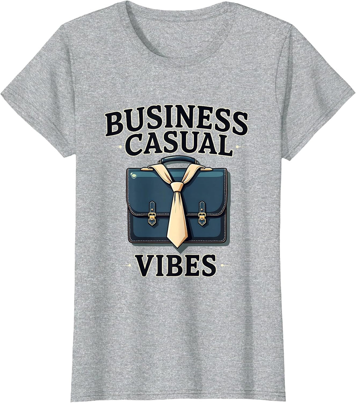 Business Casual Vibes Work Short Sleeve Design T-Shirt - Heather Grey