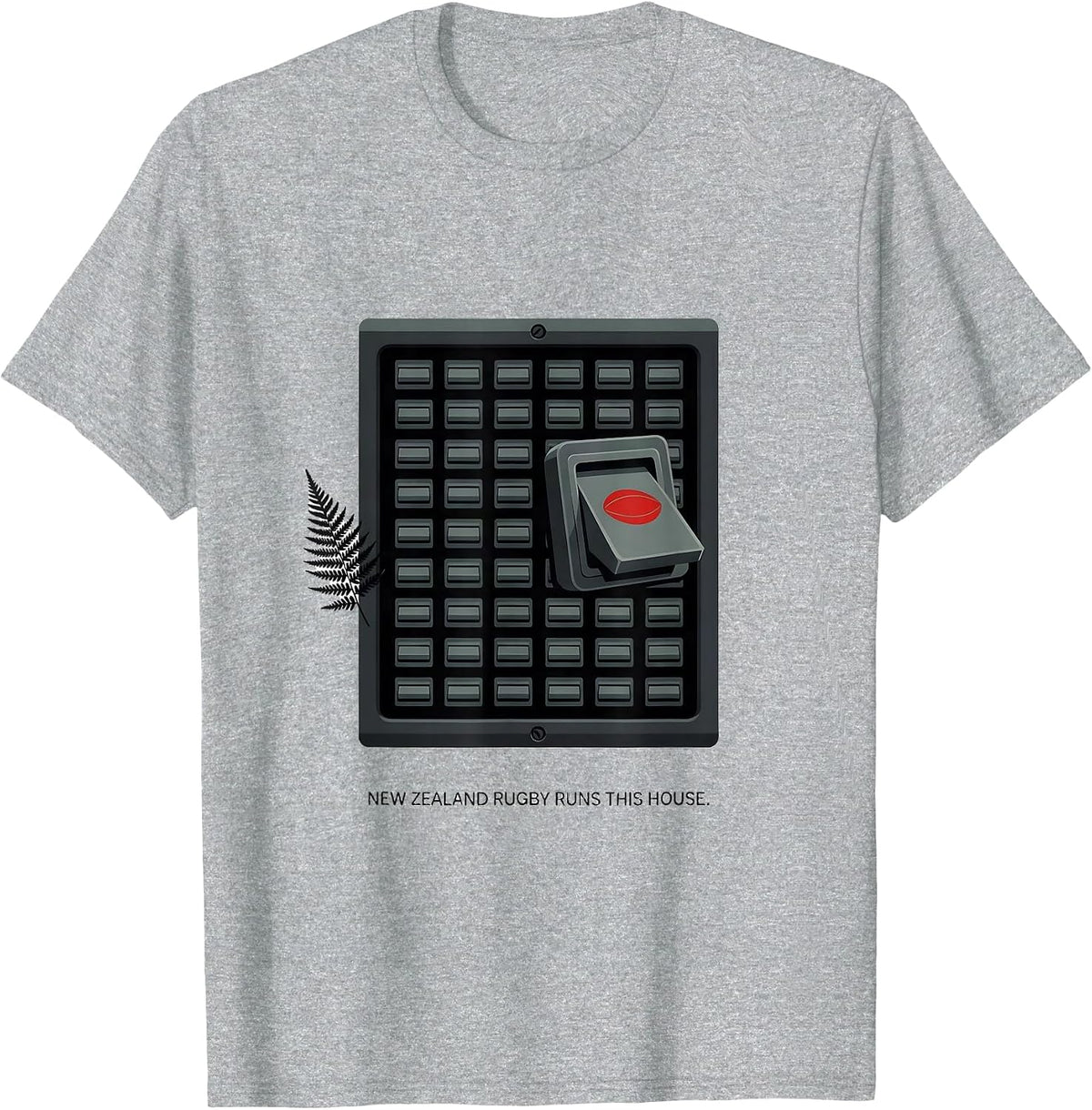 Men's New Zealand Rugby Runs This House Editorial Rugby Dad Gift T-Shirt - Heather Grey