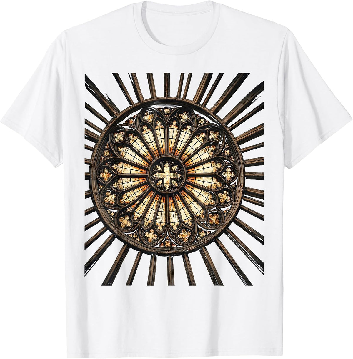 Men's Stained Glass Window Radiant Beams Christian Art T-Shirt - White