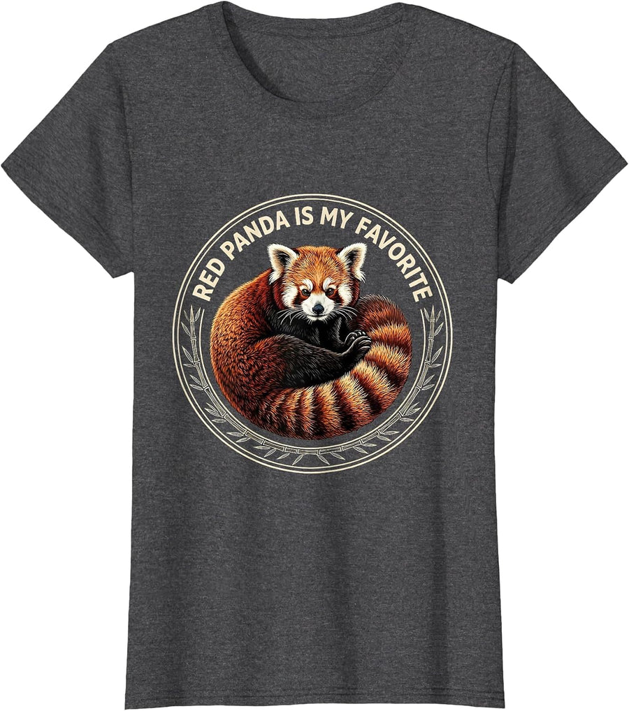 Women's Red Panda Is My Favorite Funny Animal Lover Cute Novelty T-Shirt - Dark Heather Grey