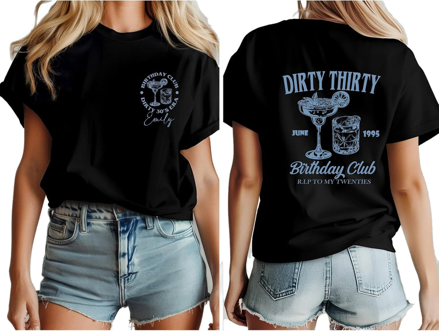 Dirty Thirty Birthday Shirt, Custom 30th Birthday T-Shirt, 1995 June Gift, R.I.P. Twenties Tee, Bday Club Top Shirts Multi -