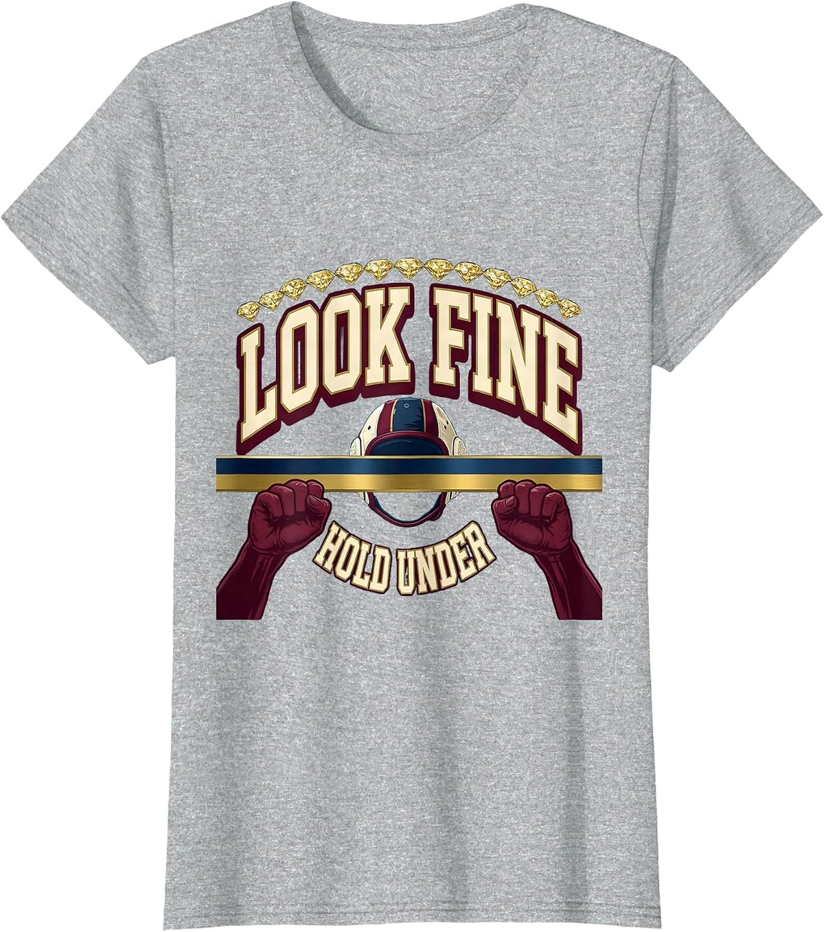 Look Fine, Hold Under Sparkle Varsity Water Polo Player T-Shirt - Heather Grey