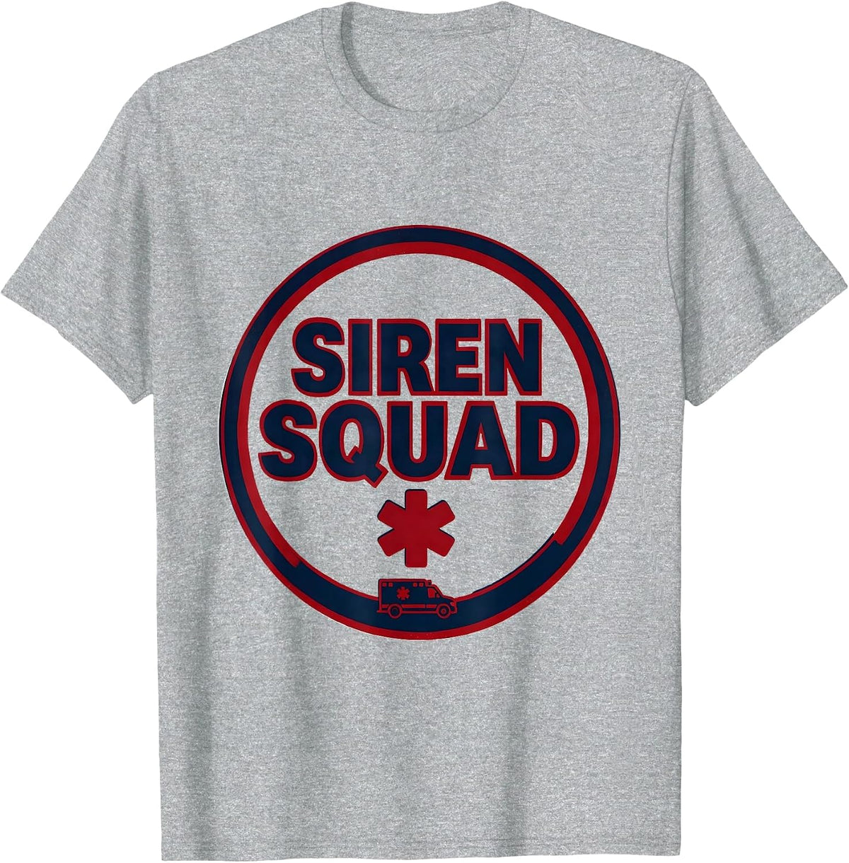 Men's Siren Squad Screenprint EMT Paramedic EMS Crew Gift T-Shirt - Heather Grey