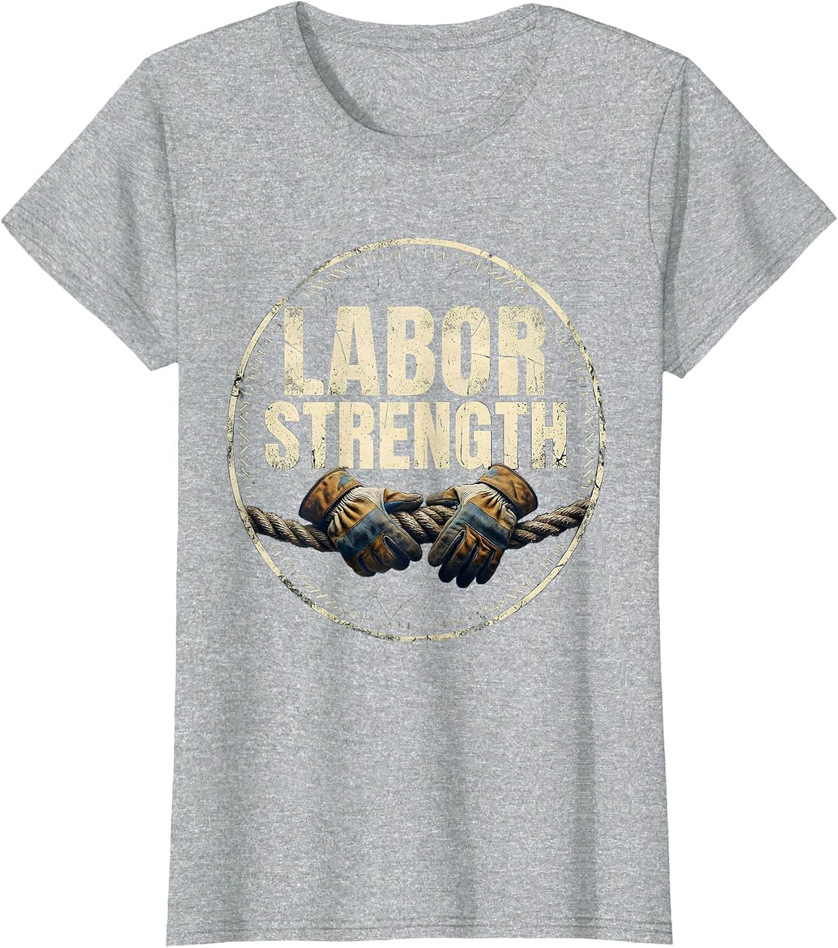 Women's Labor Strength Distressed Union Worker Solidarity Pride T-Shirt - Heather Grey