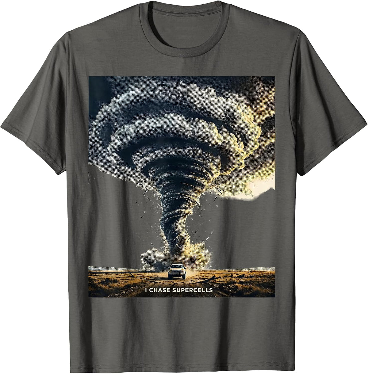 Men's I Chase Supercells Storm Chaser Tornado Meteorology Weather T-Shirt - Asphalt Grey