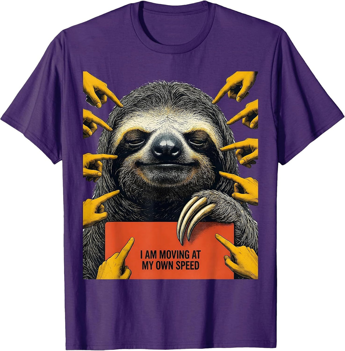 Men's I Am Moving At My Own Speed Funny Sloth Lover Gift T-Shirt - Purple