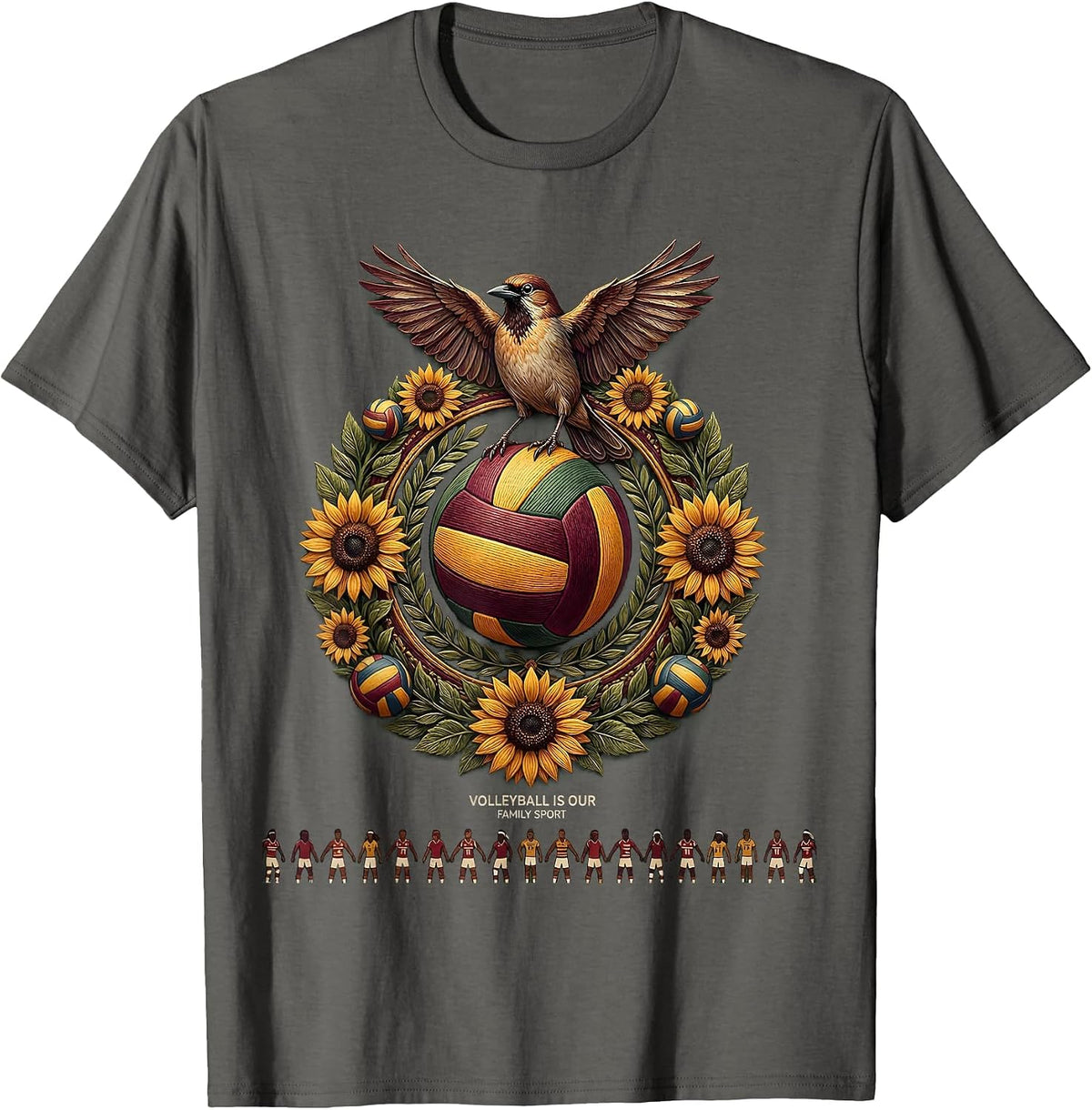 Volleyball Is Our Family Sport Volleyball Mom T-Shirt - Asphalt Grey