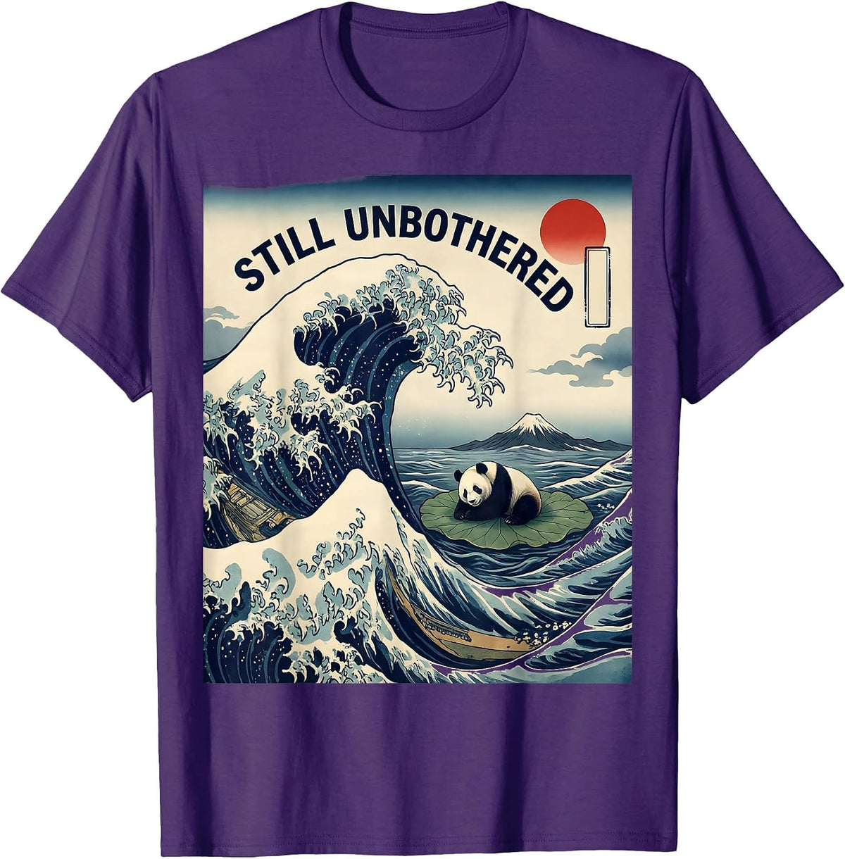 Still Unbothered Ukiyo-e Panda Animal Art Parody T-Shirt - Purple