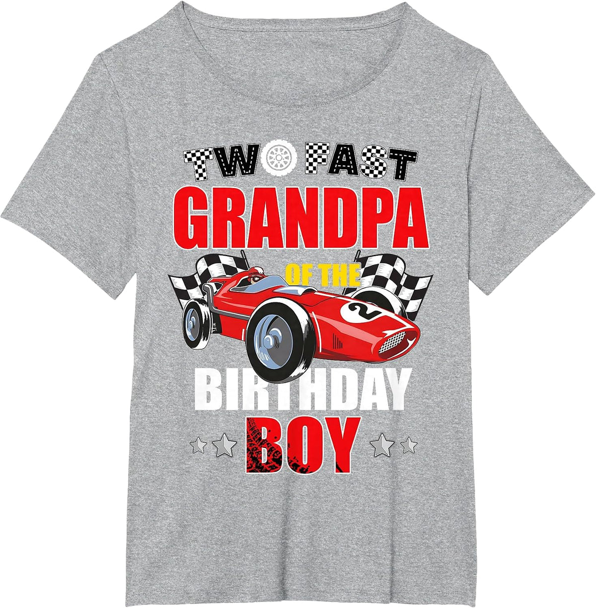 Grandpa of The Two Fast 2nd Birthday Boy Racing Car Family T-Shirt, Women's Plus, Heather Grey, 6X - As Pictured