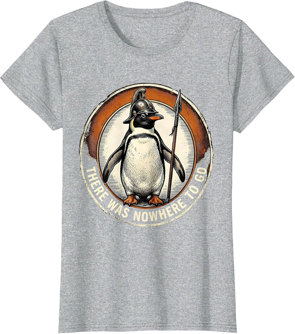 Women's There Was Nowhere To Go Vintage Funny Penguin Martial Arts T-Shirt - Heather Grey