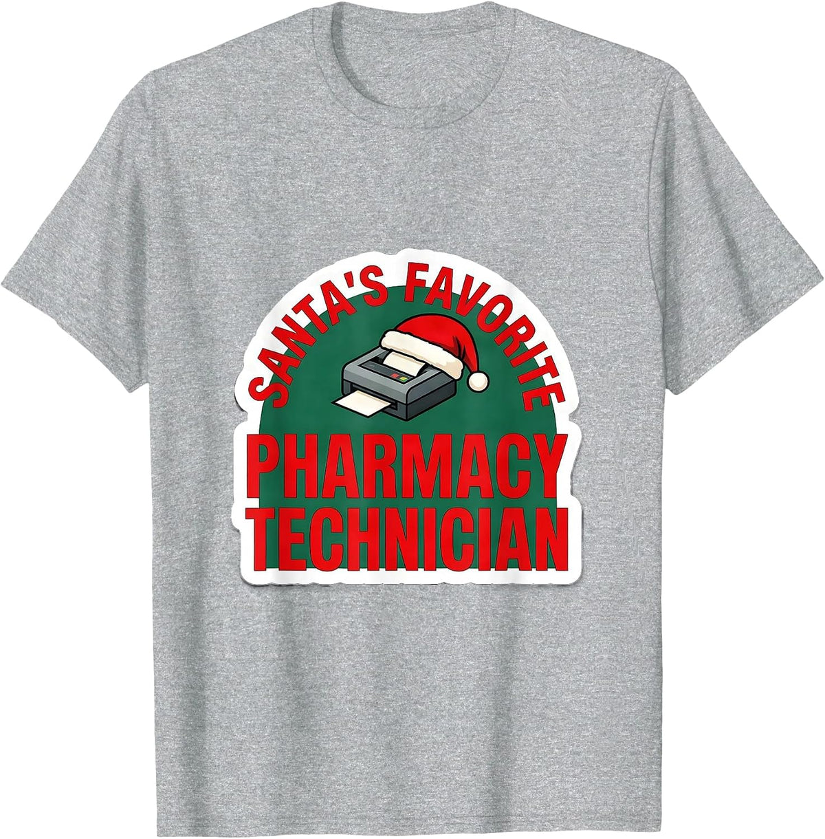 Men's Santa's Favorite Pharmacy Technician Funny Christmas Medical T-Shirt - Heather Grey