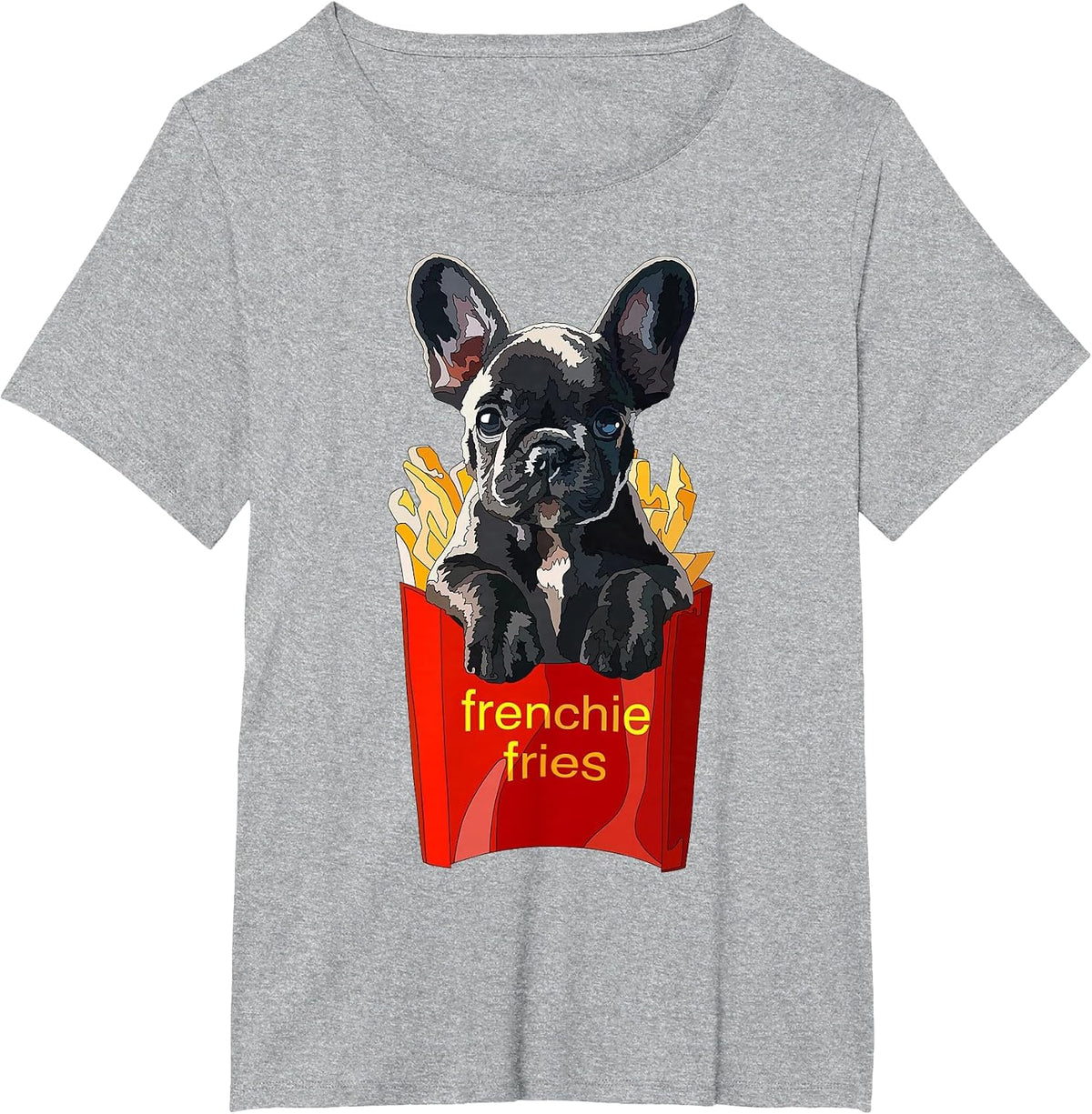 Frenchie Fries Funny French Bulldog Puppy Mom Dad T-Shirt - Heather Grey