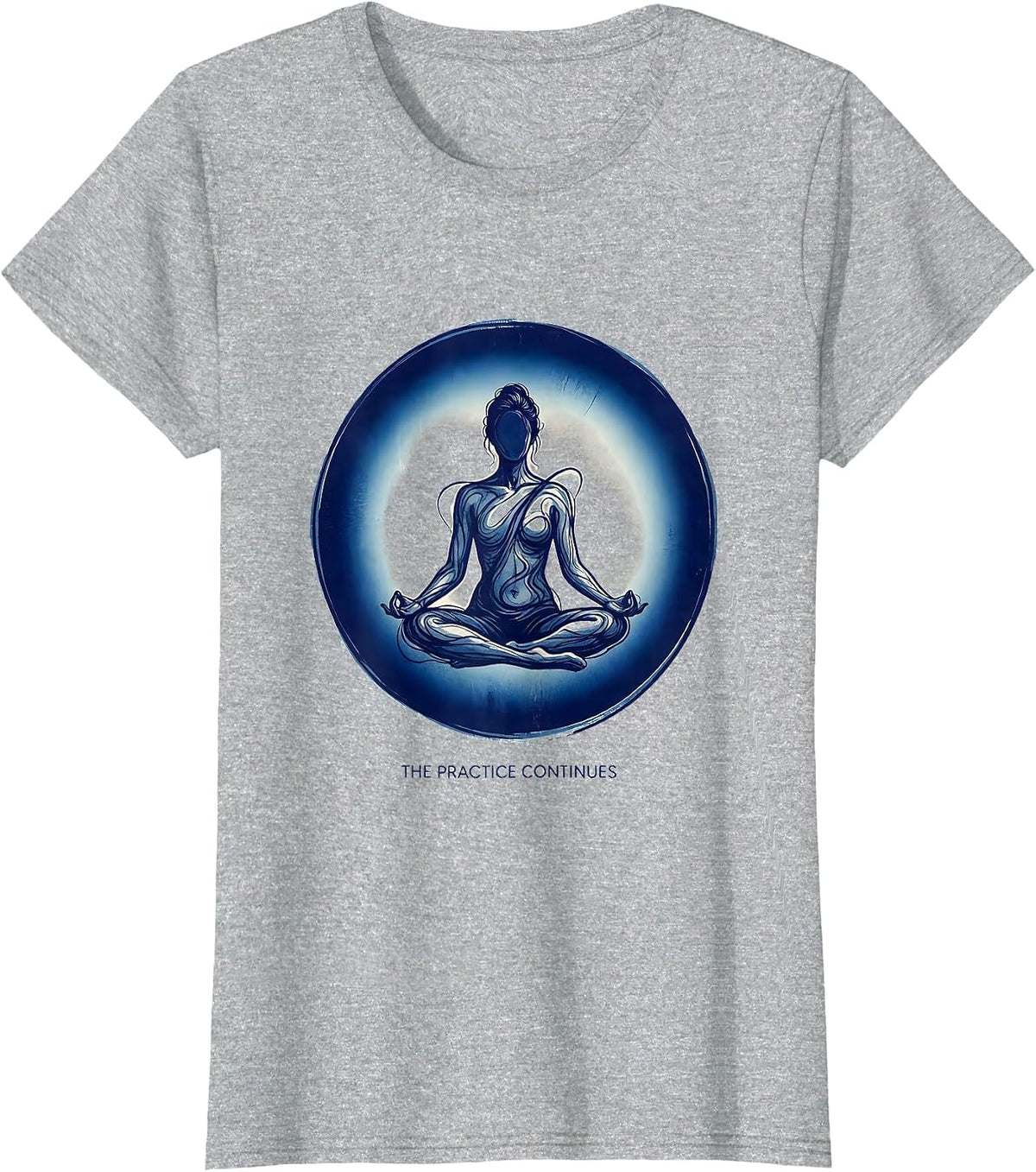 The Practice Continues Funny Zen Mindfulness Yoga Meditation T-Shirt - Heather Grey