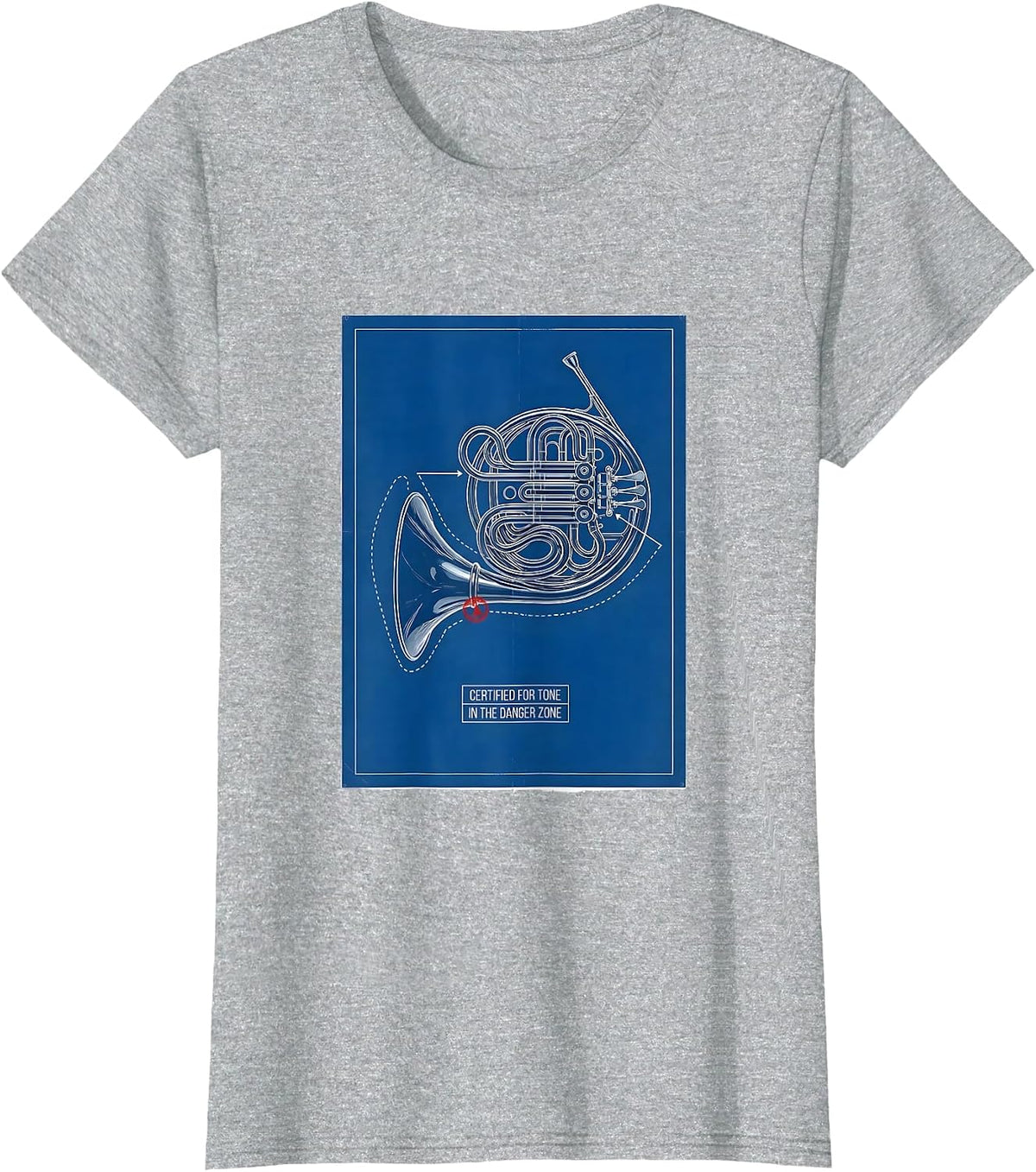 Women's Certified For Tone In The Danger Zone Funny French Horn T-Shirt - Heather Grey