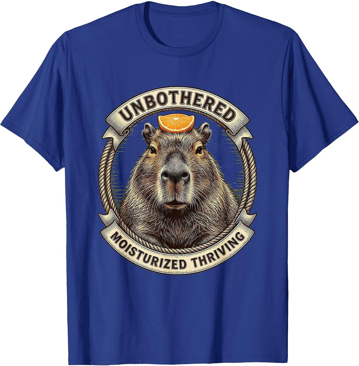 Unbothered Moisturized Thriving Capybara Design T-Shirt - Royal Blue