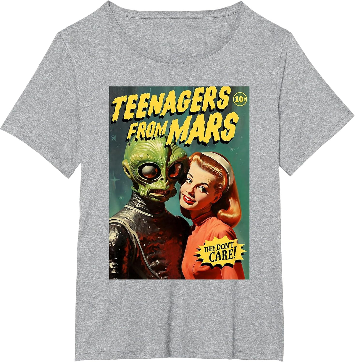 Teenagers from Mars 1950s Horror Comic Cover T-Shirt - Heather Grey