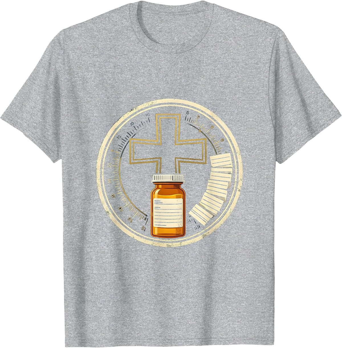 Men's Pharmacy Shield Badge Tech Crew Cute Occupation Pride T-Shirt - Heather Grey