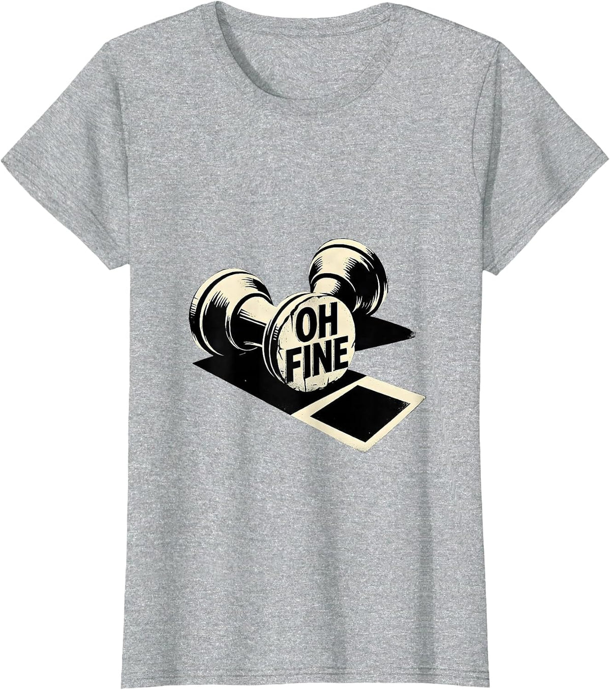 Oh Fine Stencil Chess Player Lover Humor Gift T-Shirt - Heather Grey