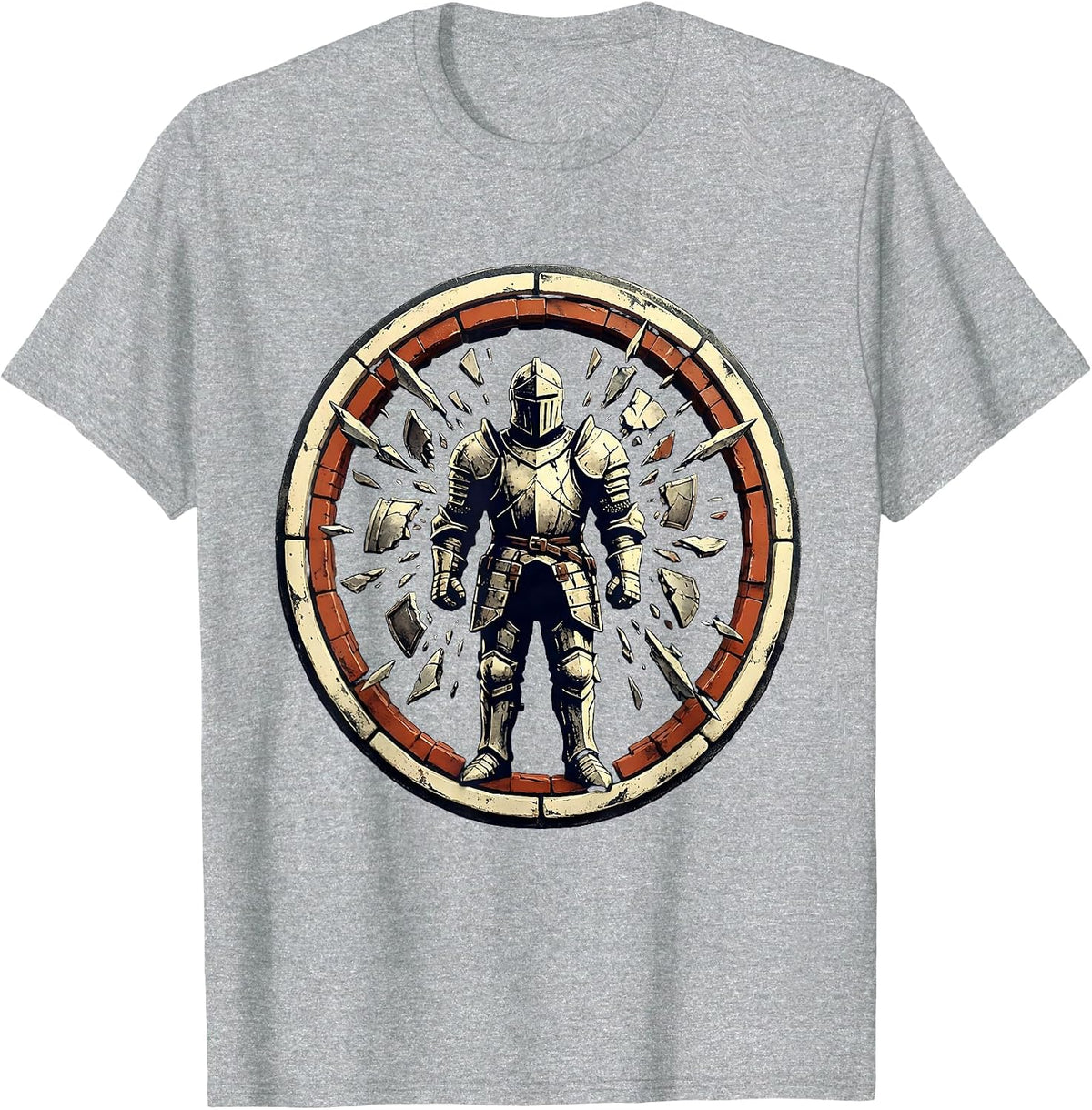 Men's Shattered Knight Broken Armor Warrior Illustration T-Shirt - Heather Grey