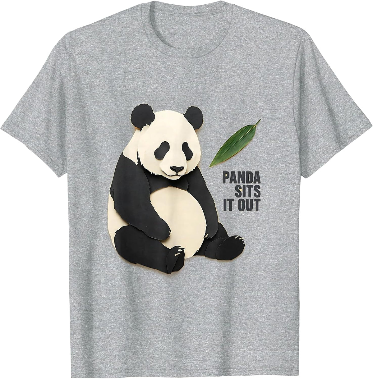 Men's Panda Sits It Out Cute Kawaii Panda Lover Humor T-Shirt - Heather Grey