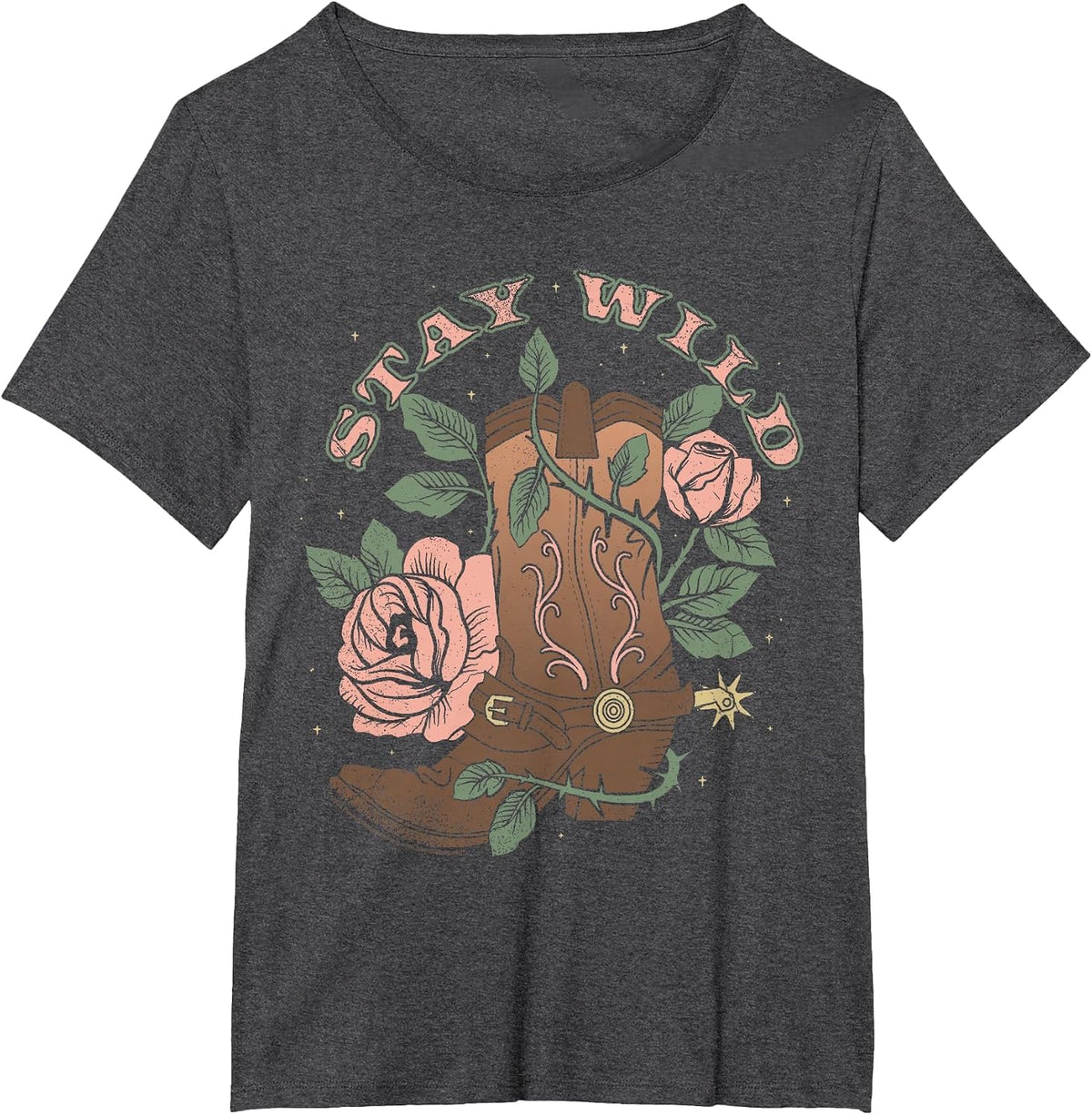 Vintage Country Stay Wild T-Shirt - Dark Heather Grey