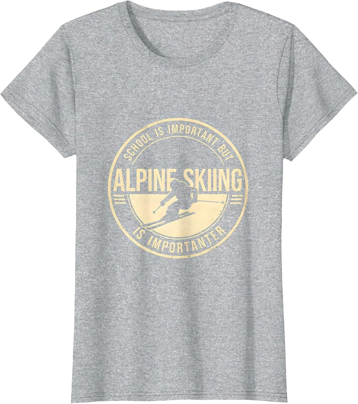 School Is Important But Alpine Skiing Is Importanter Ski T-Shirt - Heather Grey