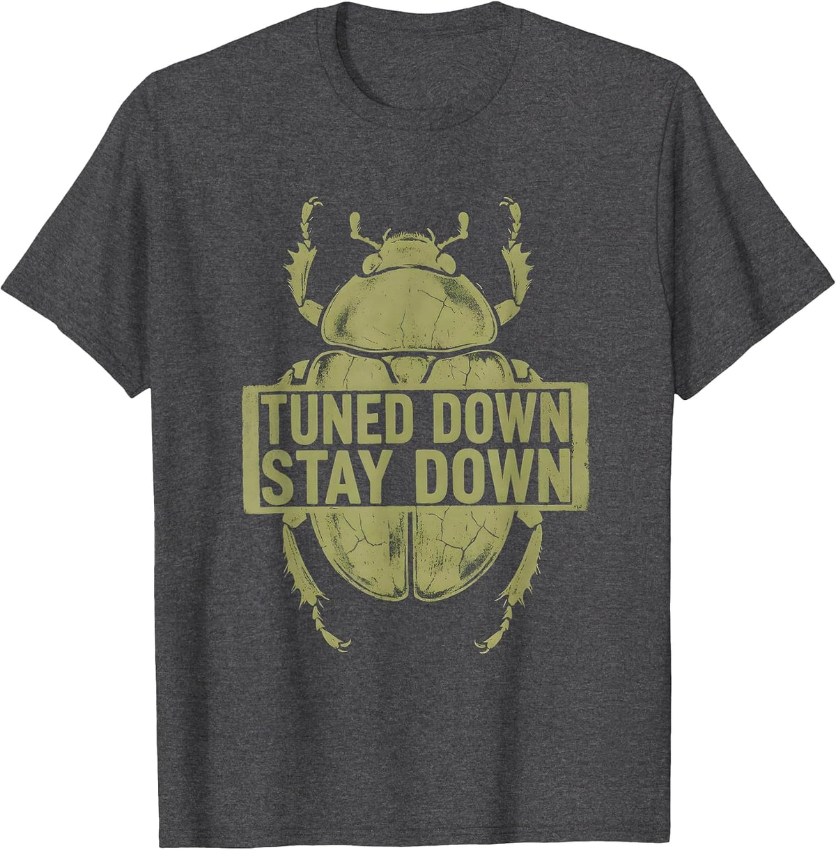 Men's Tuned Down Stay Down Metal Band Graphic Design T-Shirt - Dark Heather Grey