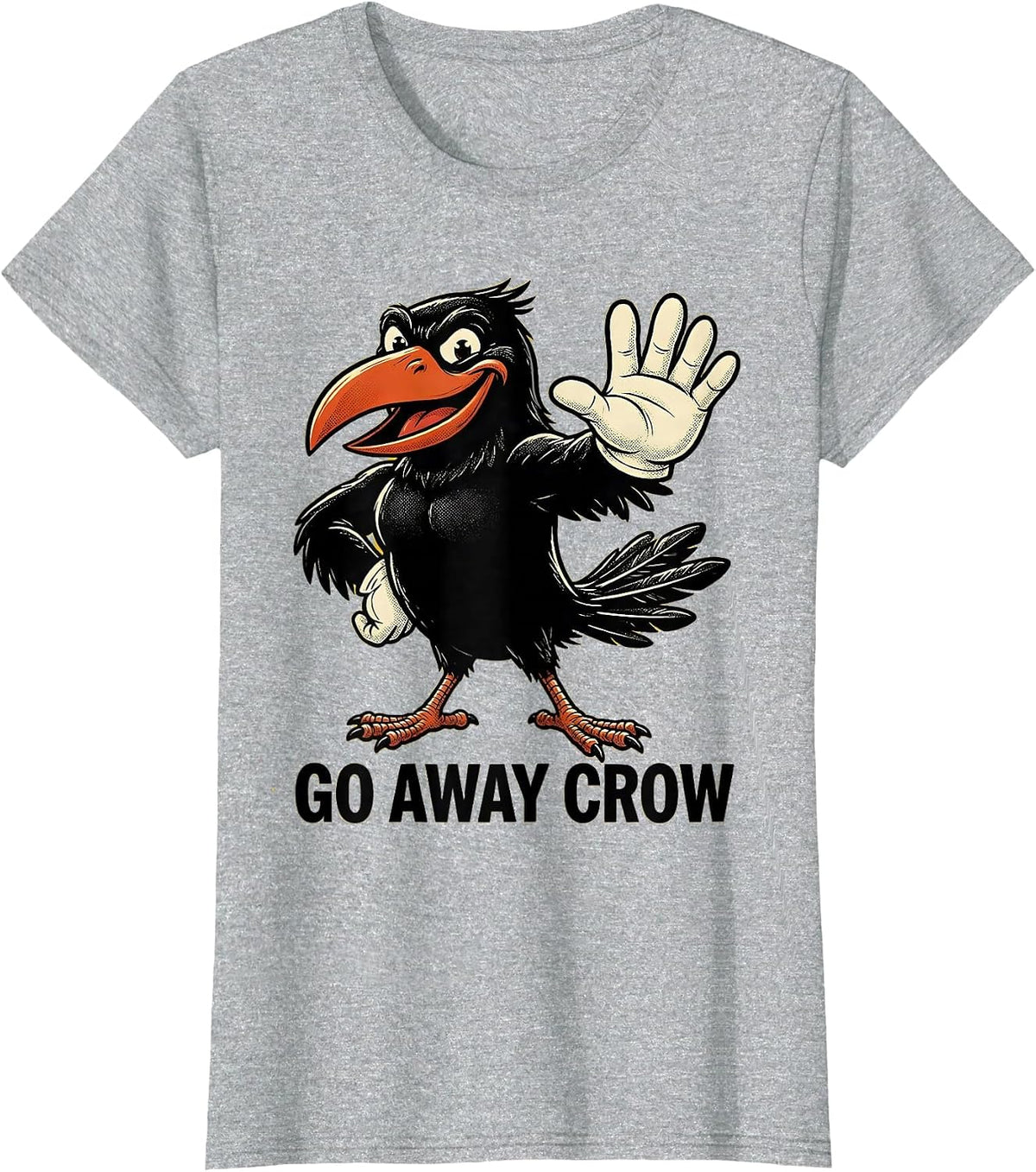 Go Away Crow Fawk Off Bird Lover Design T-Shirt - Heather Grey