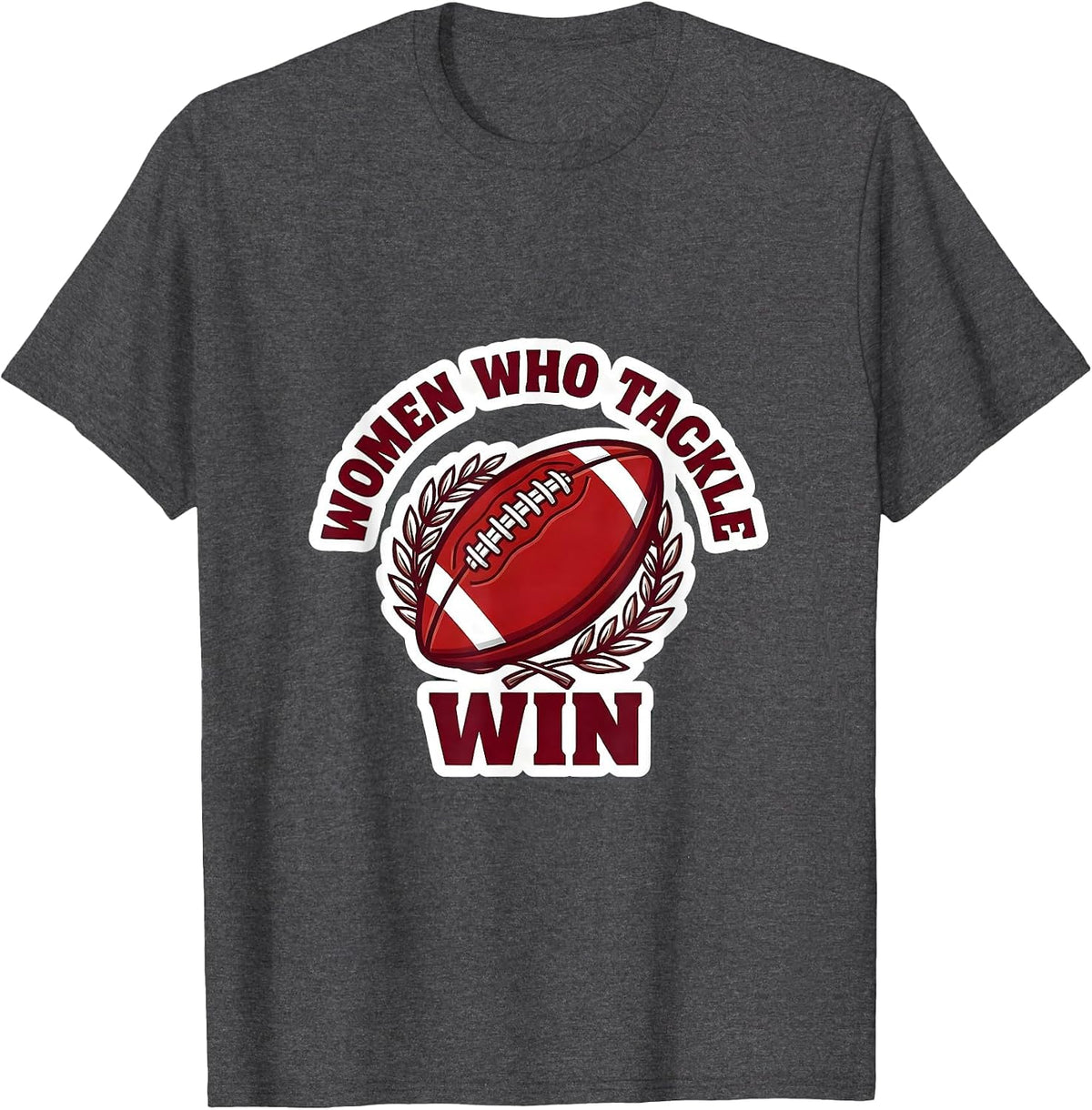 Men's Women Who Tackle Win Rugby Graphic Design T-Shirt - Dark Heather Grey